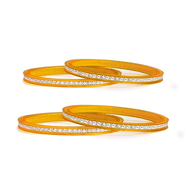 Slim Diamond Look Silver Bangles