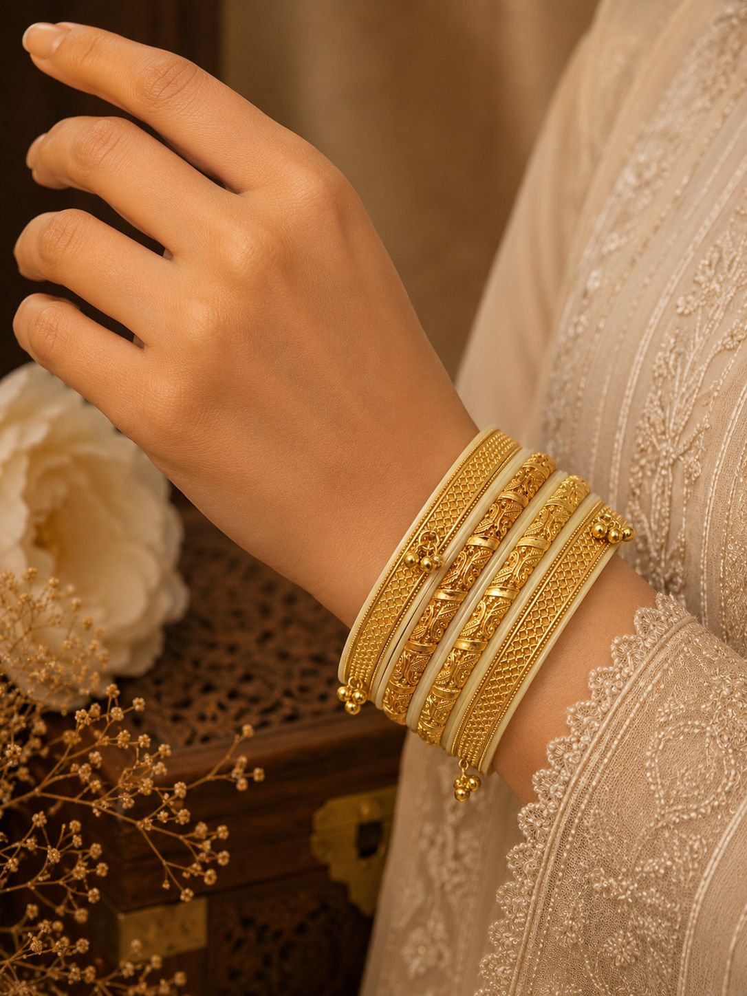 Rajasthani Royal Pure Silver Gold Plated Bangles For Women| Best Gift