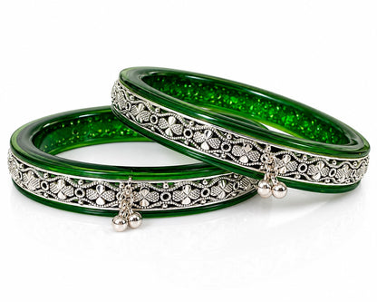 99.5% Pure Silver Ghungroo Bangles for Women | Traditional Festival Chudi | Madhaviya Jewels