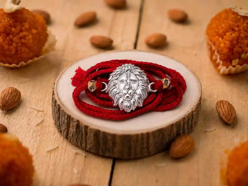 99.5% Pure Real Silver Certified LION FACE RAKHI/Designer Rakhi