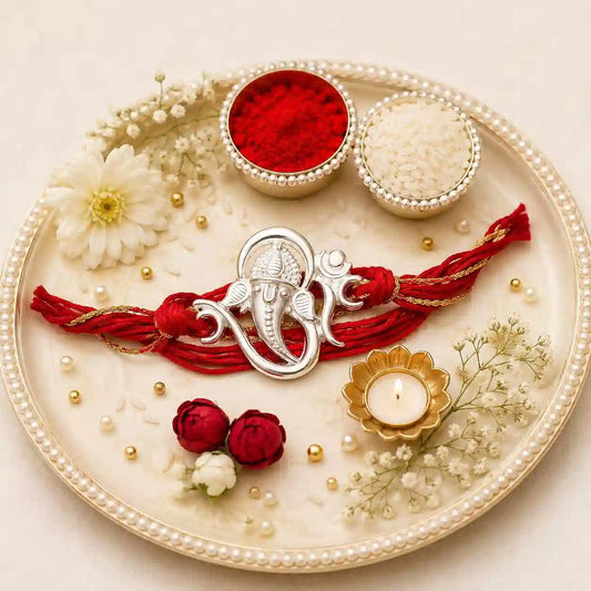 festive rakhi with kumkum chawal