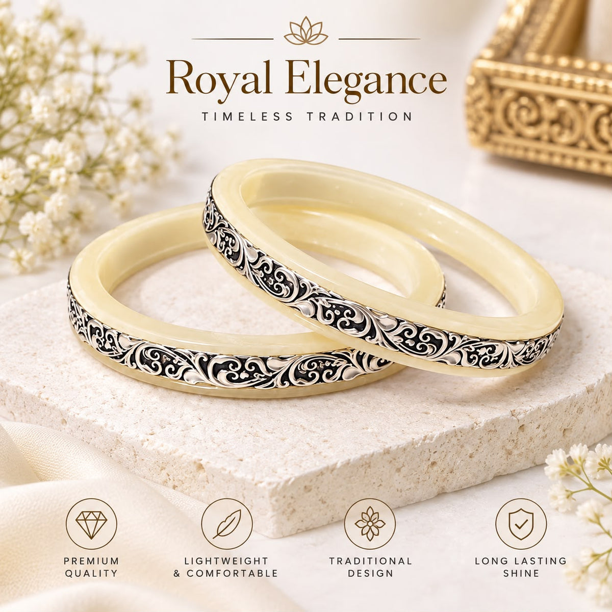 Royal Elegance Rajasthani Silver Bangles| Pure Silver Bangles|