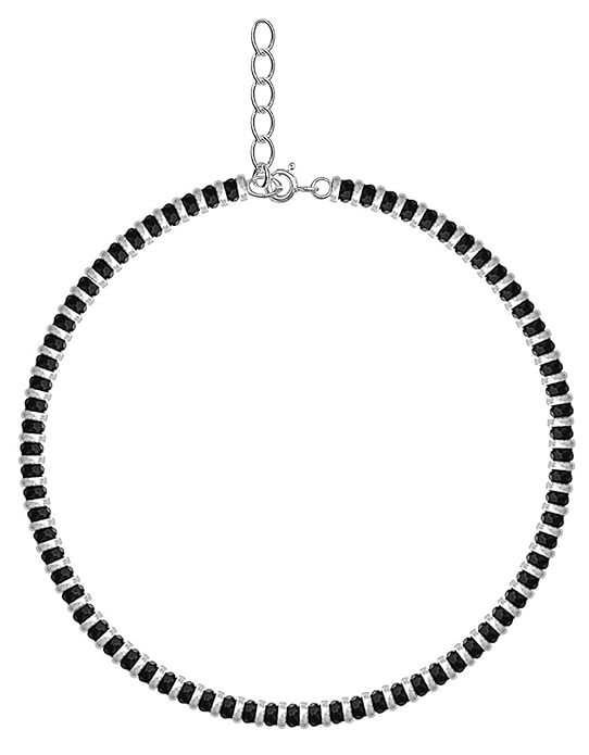 Pure 925 Sterling Silver Nazariya Anklet Payal for Women (Black)