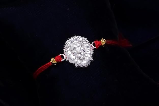 99.5% Pure Real Silver Certified LION FACE RAKHI/Designer Rakhi