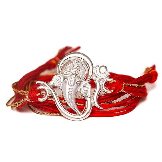 silver om ganesha rakhi