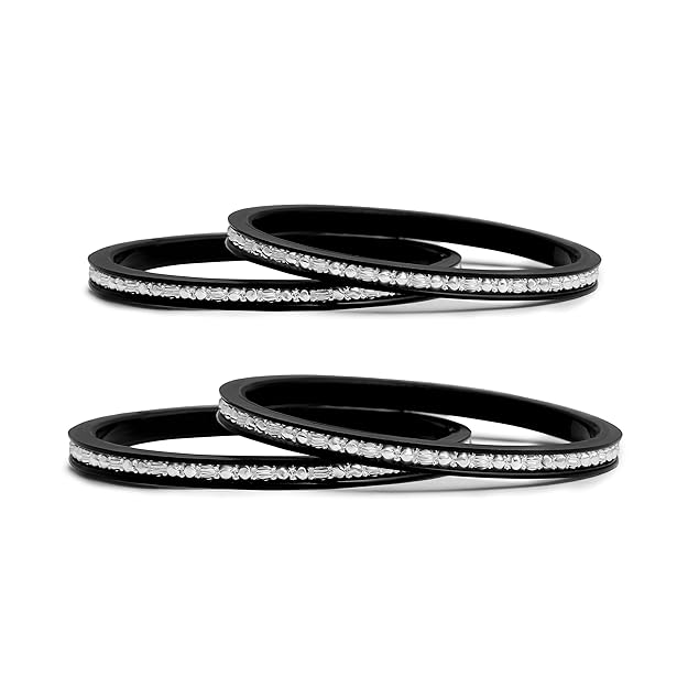 Slim Diamond Look Silver Bangles