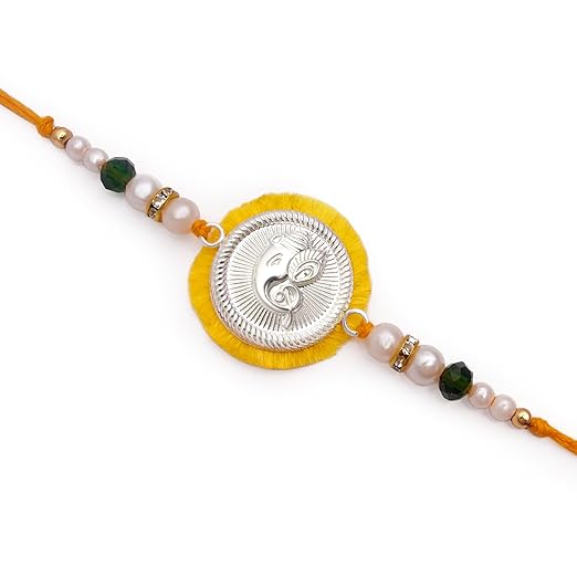 (0134) HALLMARKED 99.5% Fine Silver Certified GANESHA RAKHI