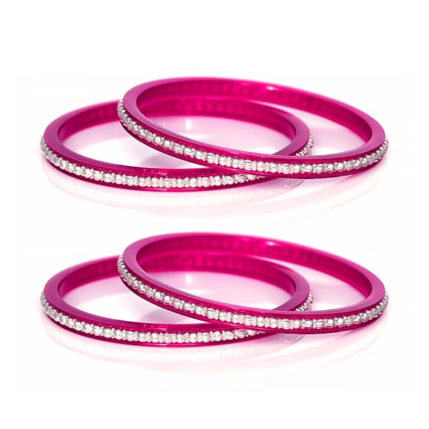 Slim Diamond Look Silver Bangles
