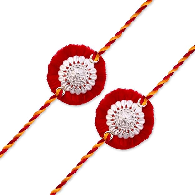 99.5% Pure Silver Flower Rakhi for Brother | Premium Handmade Raksha Bandhan Rakhi | Madhaviya Jewels
