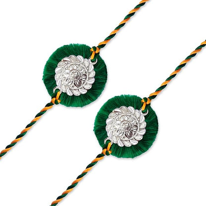 99.5% Pure Silver Floral Rakhi | Traditional Handmade Silver Rakhi for Brother
