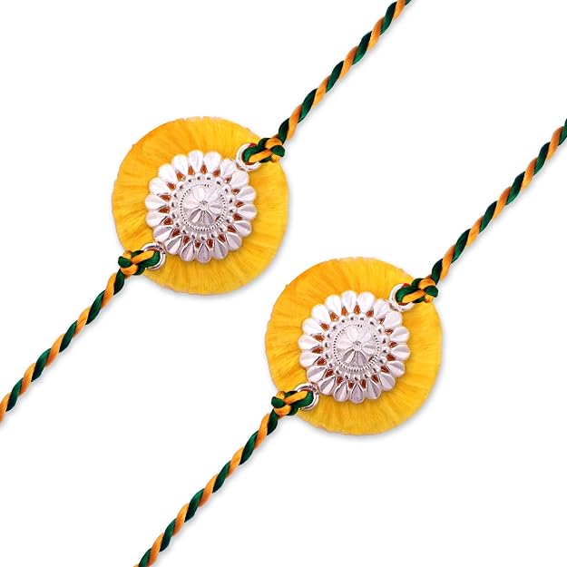 99.5% Pure Silver Flower Rakhi for Brother | Premium Handmade Raksha Bandhan Rakhi | Madhaviya Jewels