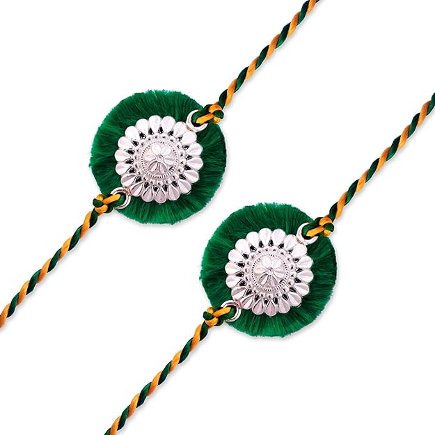 99.5% Pure Silver Flower Rakhi for Brother | Premium Handmade Raksha Bandhan Rakhi | Madhaviya Jewels