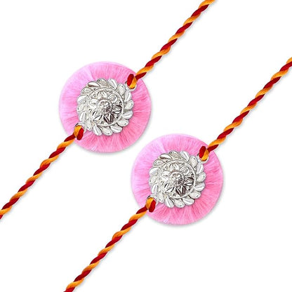 99.5% Pure Silver Floral Rakhi | Traditional Handmade Silver Rakhi for Brother