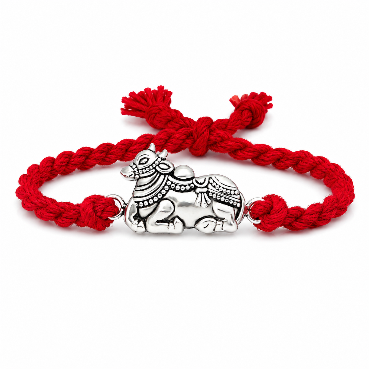 Shiv Nandi 99.5% Pure Silver Rakhi | Divine Shiva Raksha Bandhan Rakhi | Madhaviya Jewels