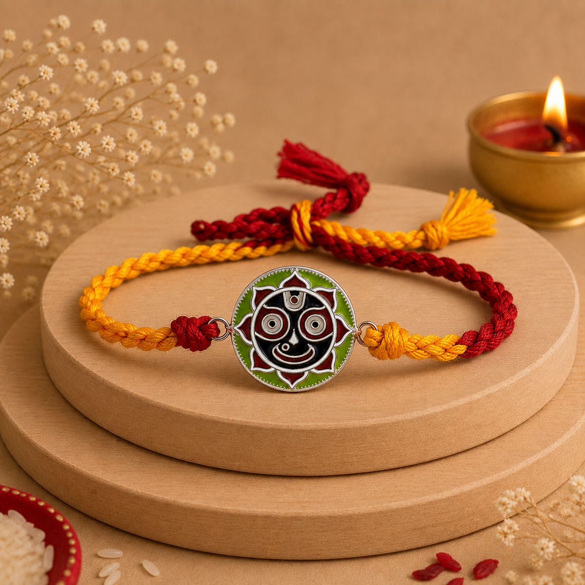 Shri Jagannath 99.5% Pure Silver Rakhi for Brother | Handcrafted Divine Raksha Bandhan Rakhi | Premium Gift Box | Madhaviya Jewels