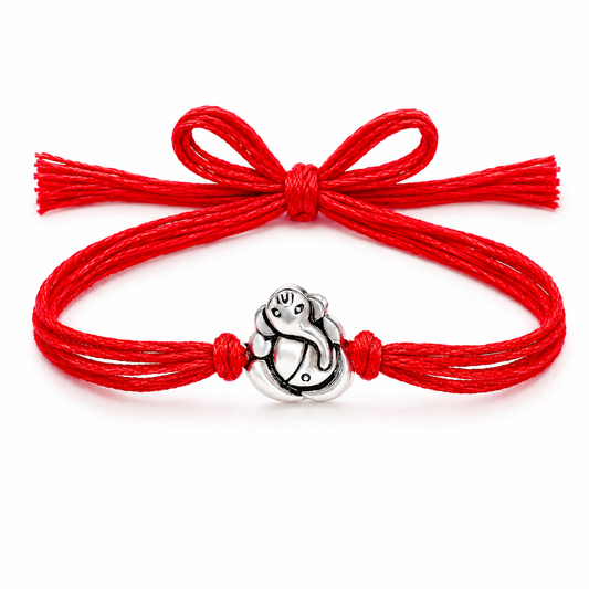 99.5% Pure Silver Ganesha Rakhi with pure cotten Red  Thread for Brother by Madhaviya Jewels