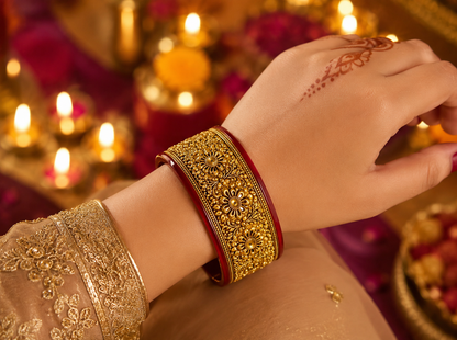 Rajasthani Royal Flower Pure Silver Gold Plated Bangles For Women| Best Gift