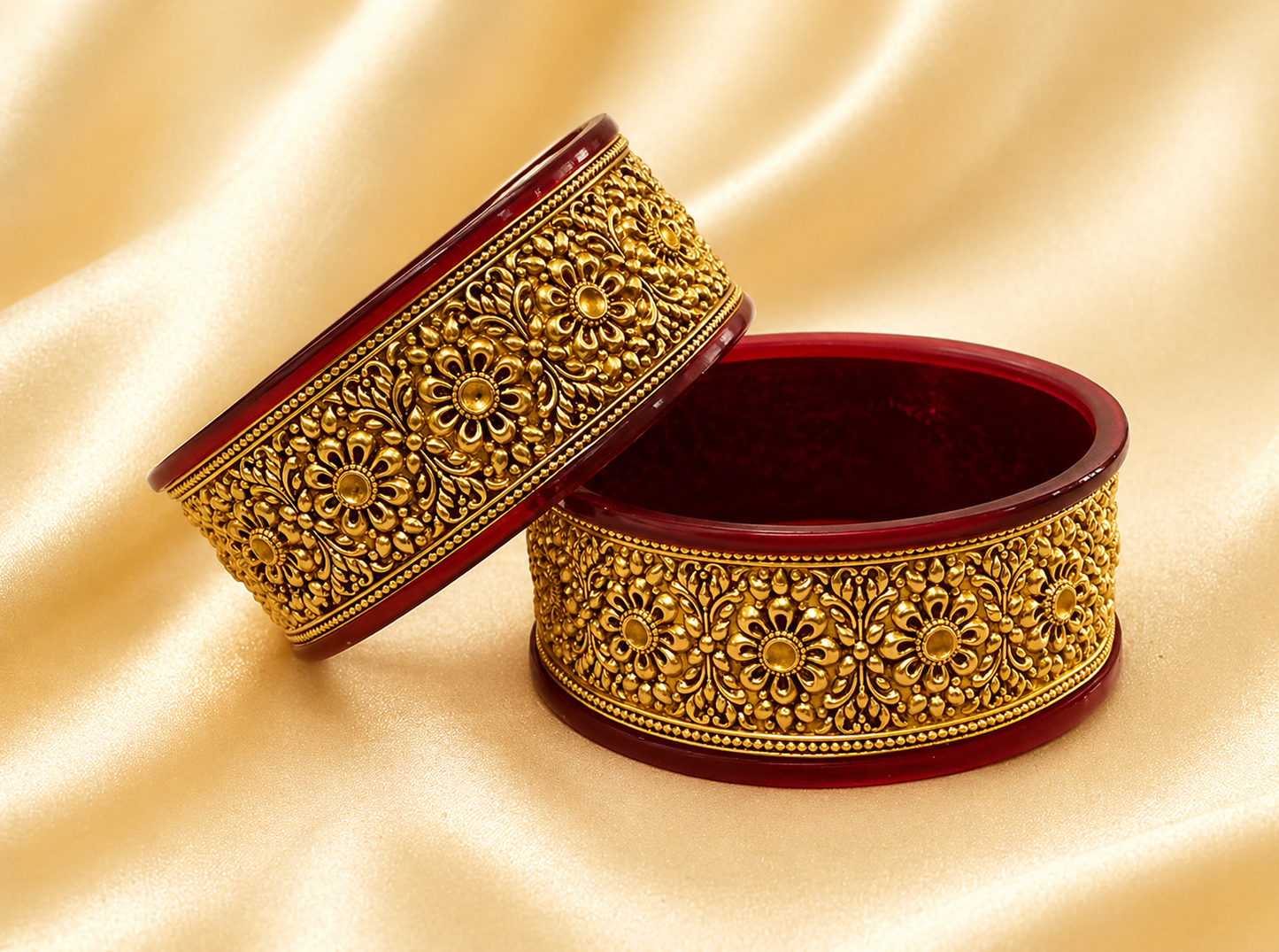 Rajasthani Royal Flower Pure Silver Gold Plated Bangles For Women| Best Gift