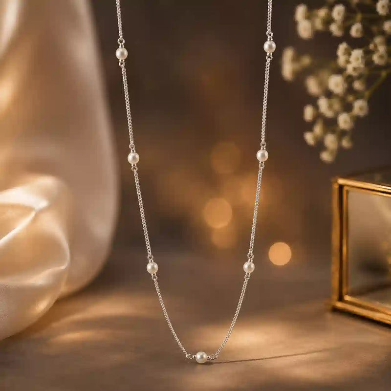 Silver Pearl chain for Women