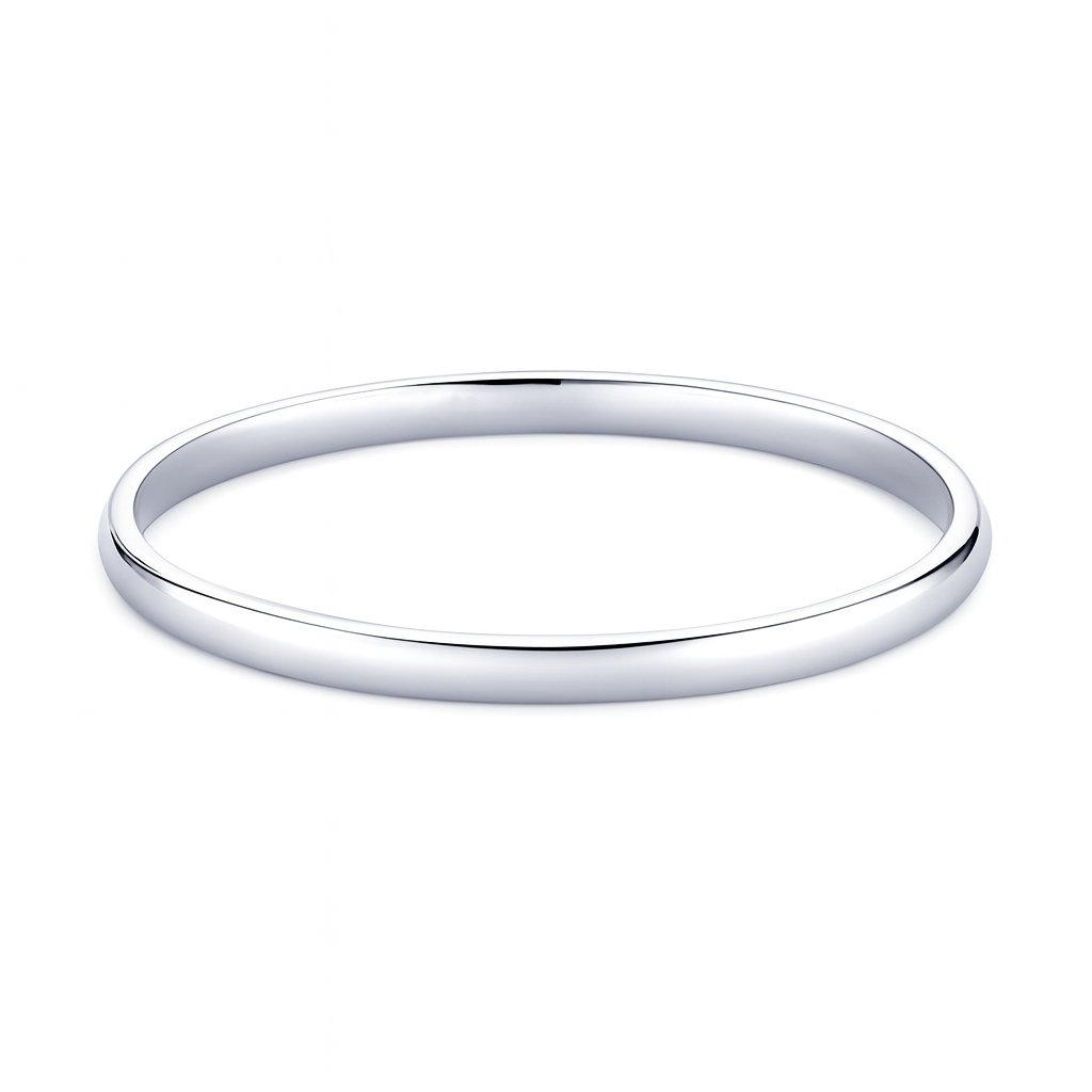 99.5% Pure Silver Flate Plain Kada with high polish finish, minimalist design, Authenticity Card included, by Madhaviya Jewels for men and women.