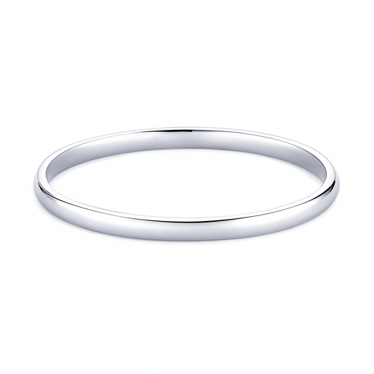 99.5% Pure Silver Flate Plain Kada with high polish finish, minimalist design, Authenticity Card included, by Madhaviya Jewels for men and women.