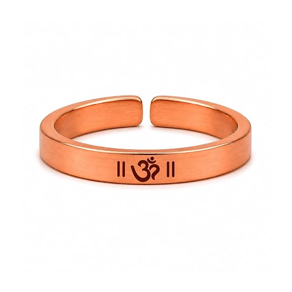99.9% pure copper Om adjustable ring with rose gold finish