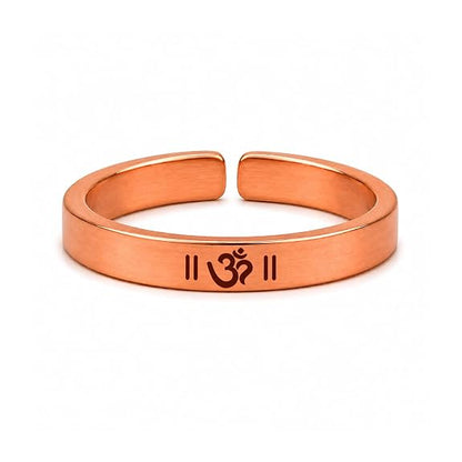 99.9% pure copper Om adjustable ring with rose gold finish