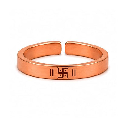 99.9% pure copper Swastik adjustable ring with rose gold finish