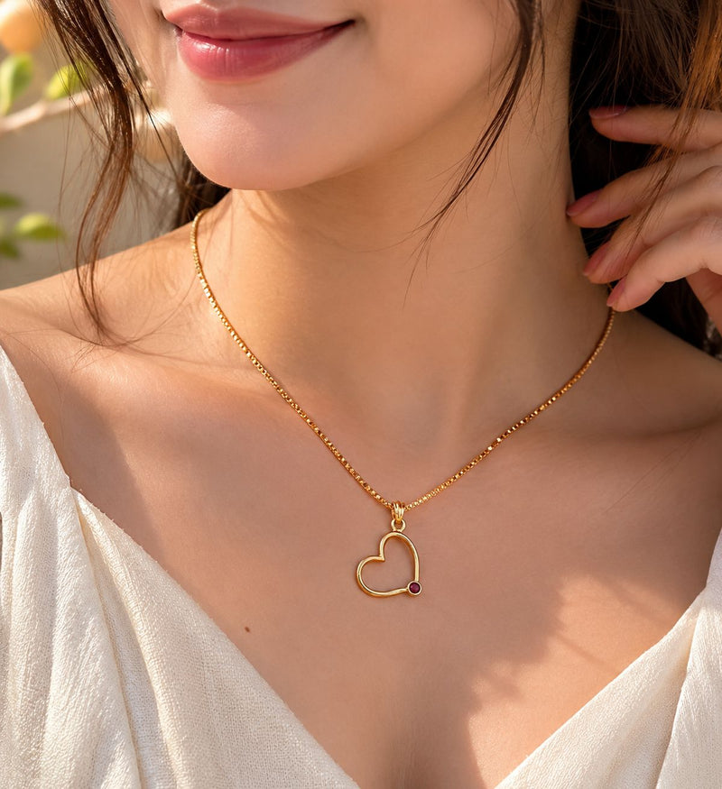 Silver Chain With Heart Pendent For Women