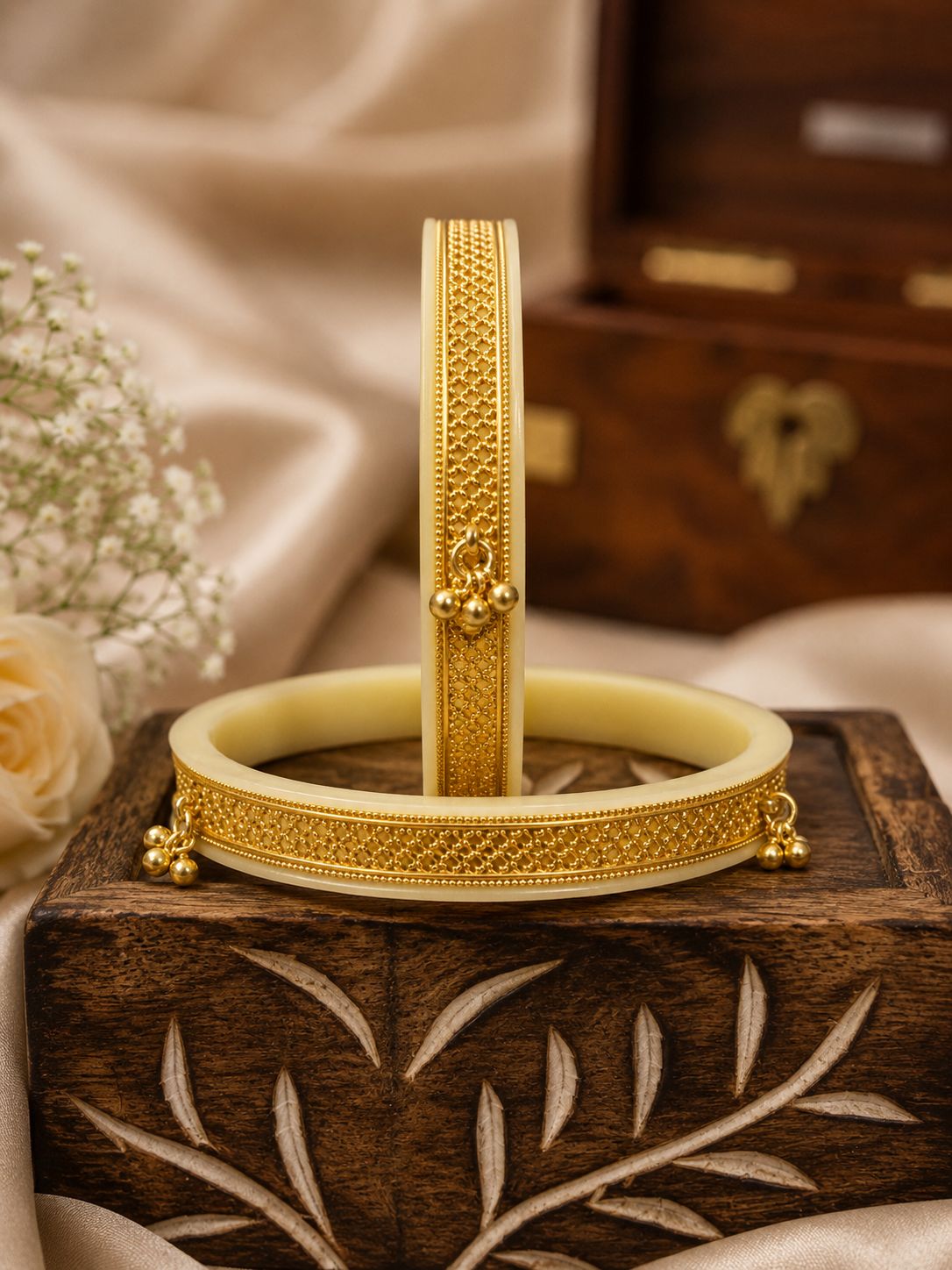 Rajasthani Royal Pure Silver Gold Plated Bangles For Women| Best Gift
