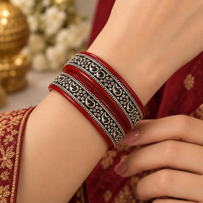 Original 99.5 % Pure Silver Floral Designer Bangle | Traditional Rajasthani Style