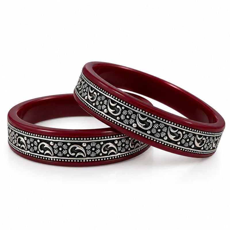Original 99.5 % Pure Silver Floral Designer Bangle | Traditional Rajasthani Style