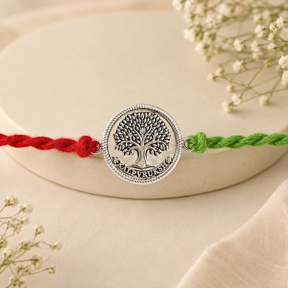 Kalpvraksh 99.5% Pure Silver Rakhi for Brother | Premium Raksha Bandhan Rakhi | Authenticity Certificate | Madhaviya Jewels