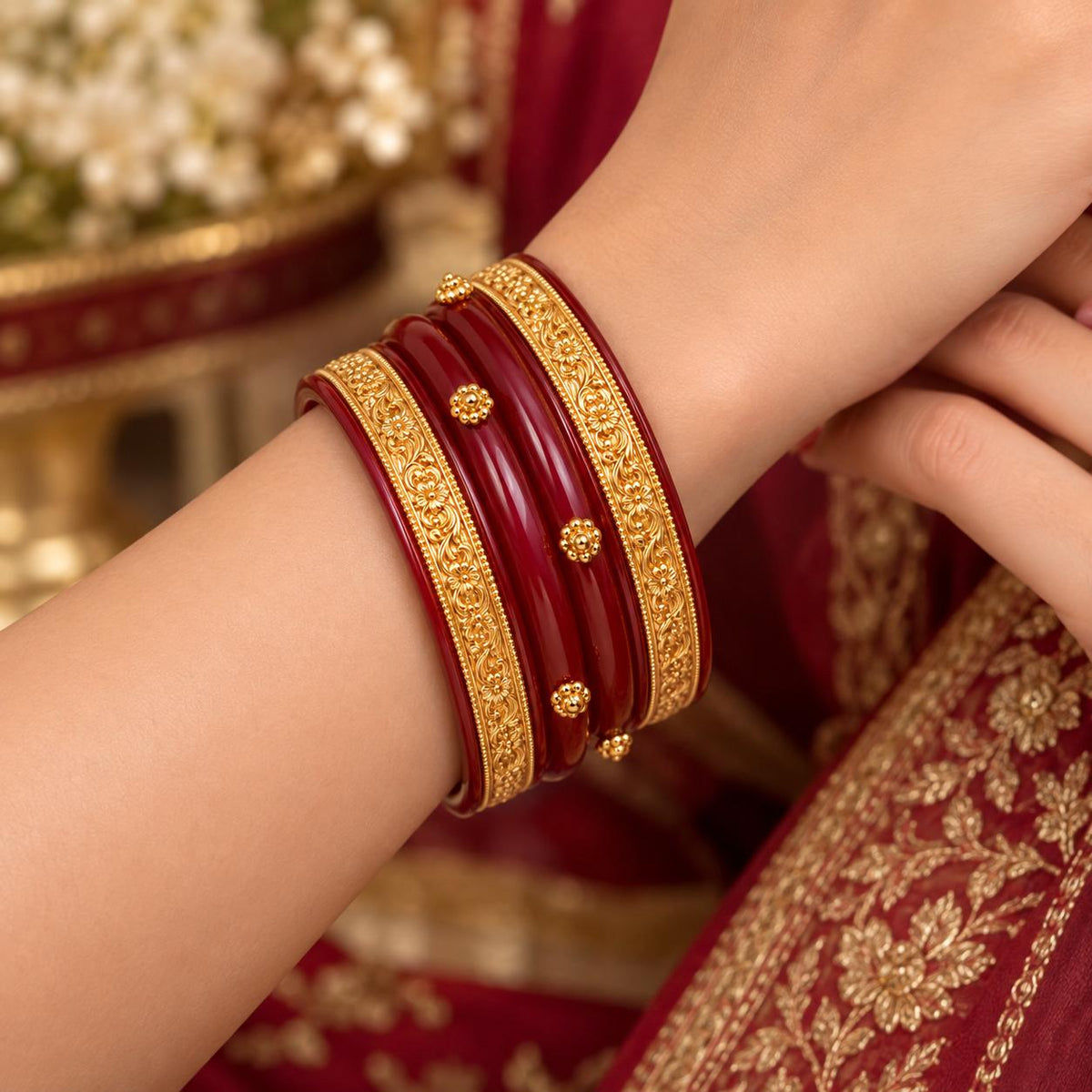 Gold Plated Silver Bangles for Women | Traditional Festival Bangles | Madhaviya Jewels