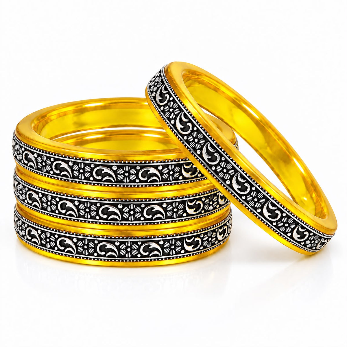 Original 99.5% Pure Silver Floral Pack Of 4 Designer Bangle | Traditional Rajasthani Bangle|