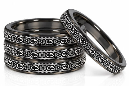 Original 99.5% Pure Silver Floral Pack Of 4 Designer Bangle | Traditional Rajasthani Bangle|