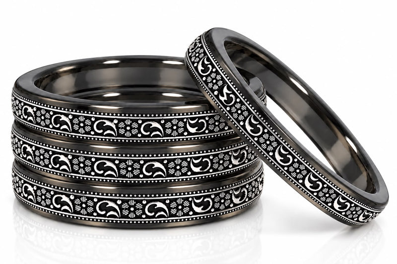 Original 99.5% Pure Silver Floral Pack Of 4 Designer Bangle | Traditional Rajasthani Bangle|