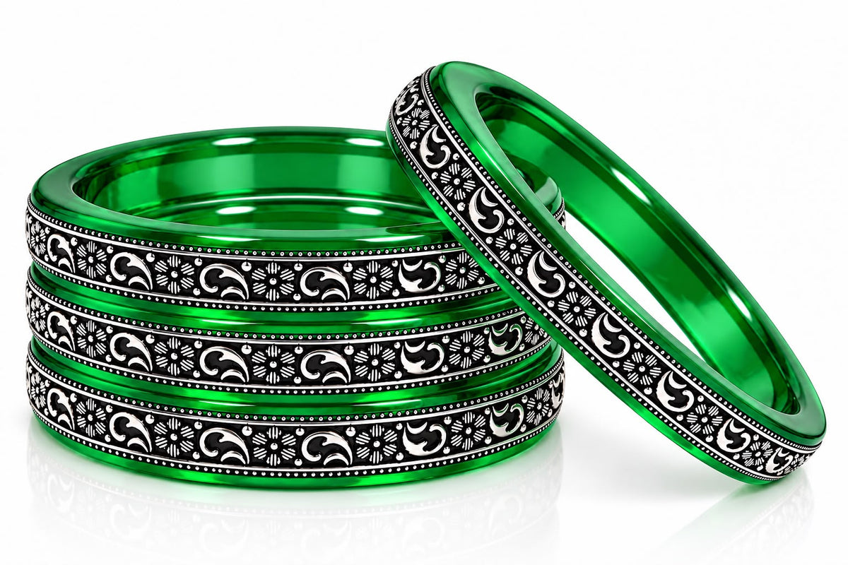 Original 99.5% Pure Silver Floral Pack Of 4 Designer Bangle | Traditional Rajasthani Bangle|
