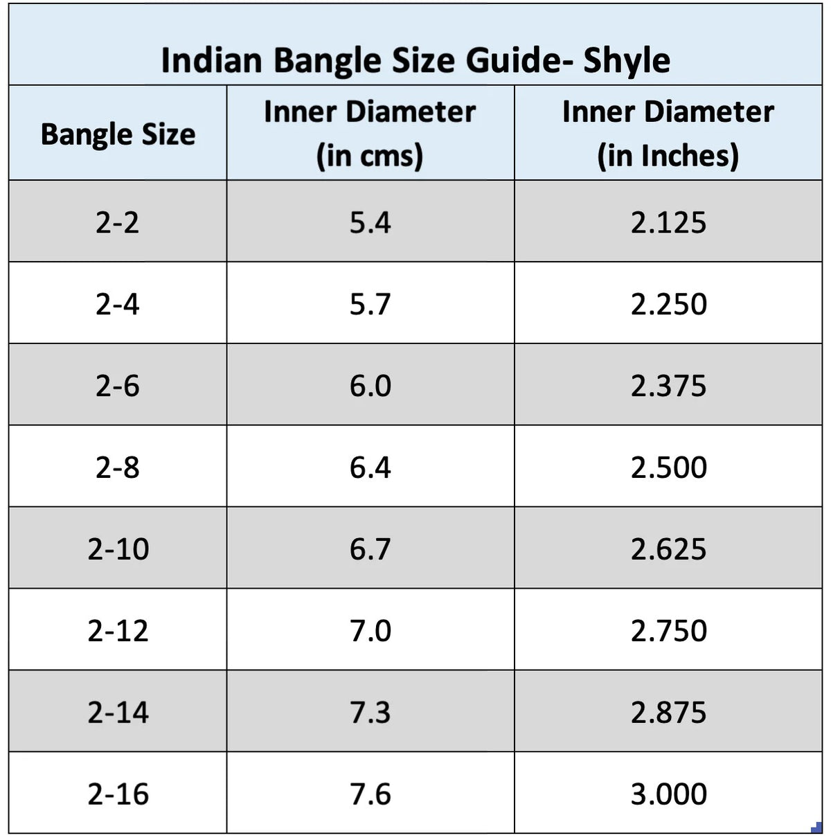 Size Chart