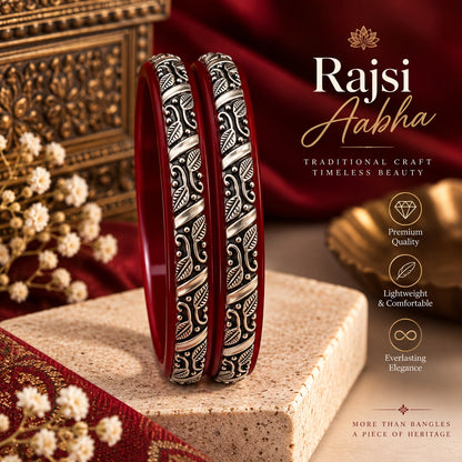 Silver Bangles for Women | Traditional Green Festival Bangles | Madhaviya Jewels