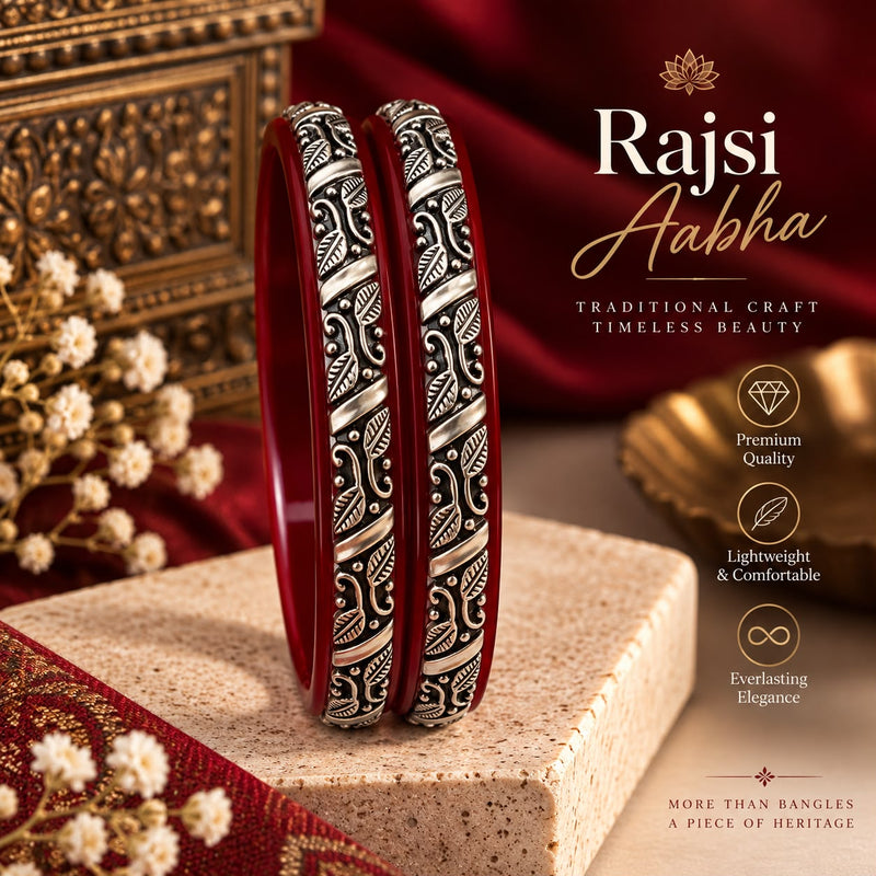 Silver Bangles for Women | Traditional Green Festival Bangles | Madhaviya Jewels