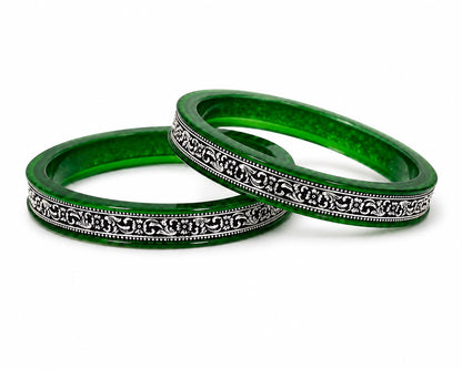 Floral Original 99.5% Pure Silver Bangles for Women | Traditional Designer Chudi | Madhaviya Jewels